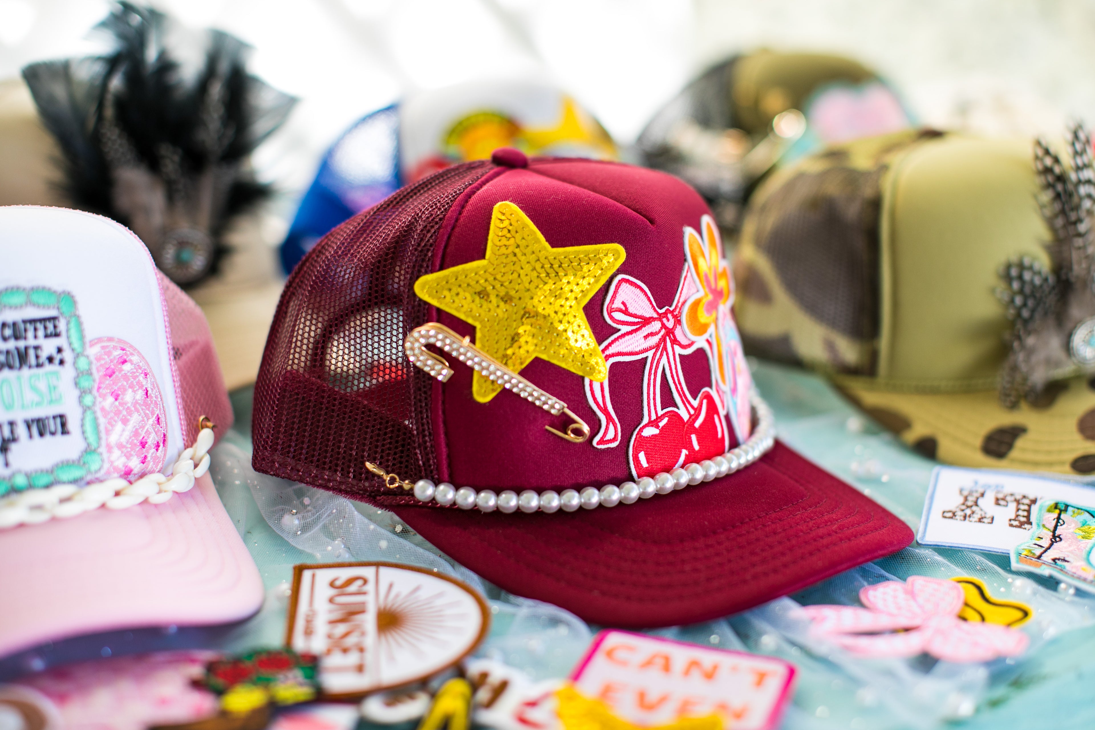 Burgundy Embellished Hat
