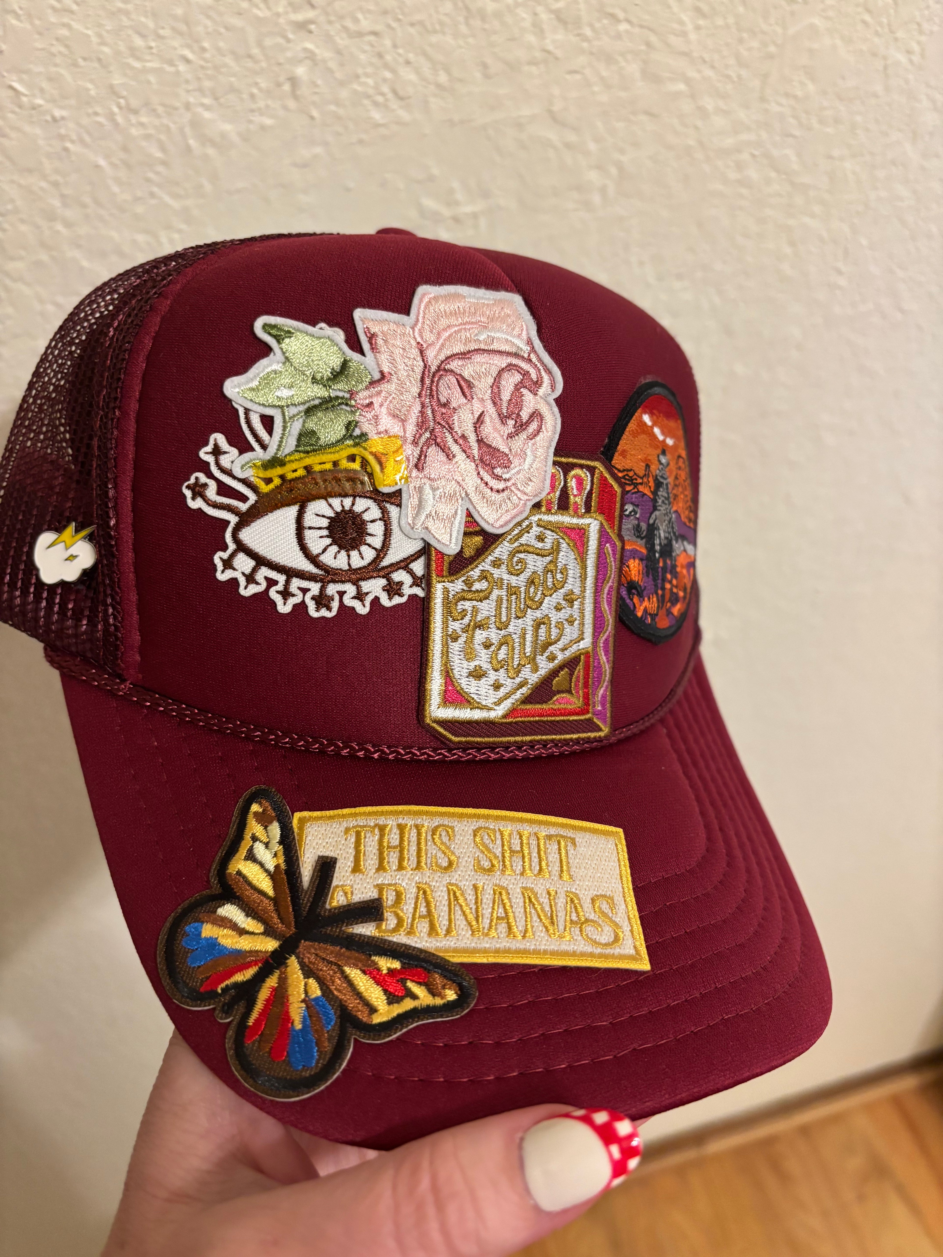 Dark Cherry Hat with Gorgeous Sunset