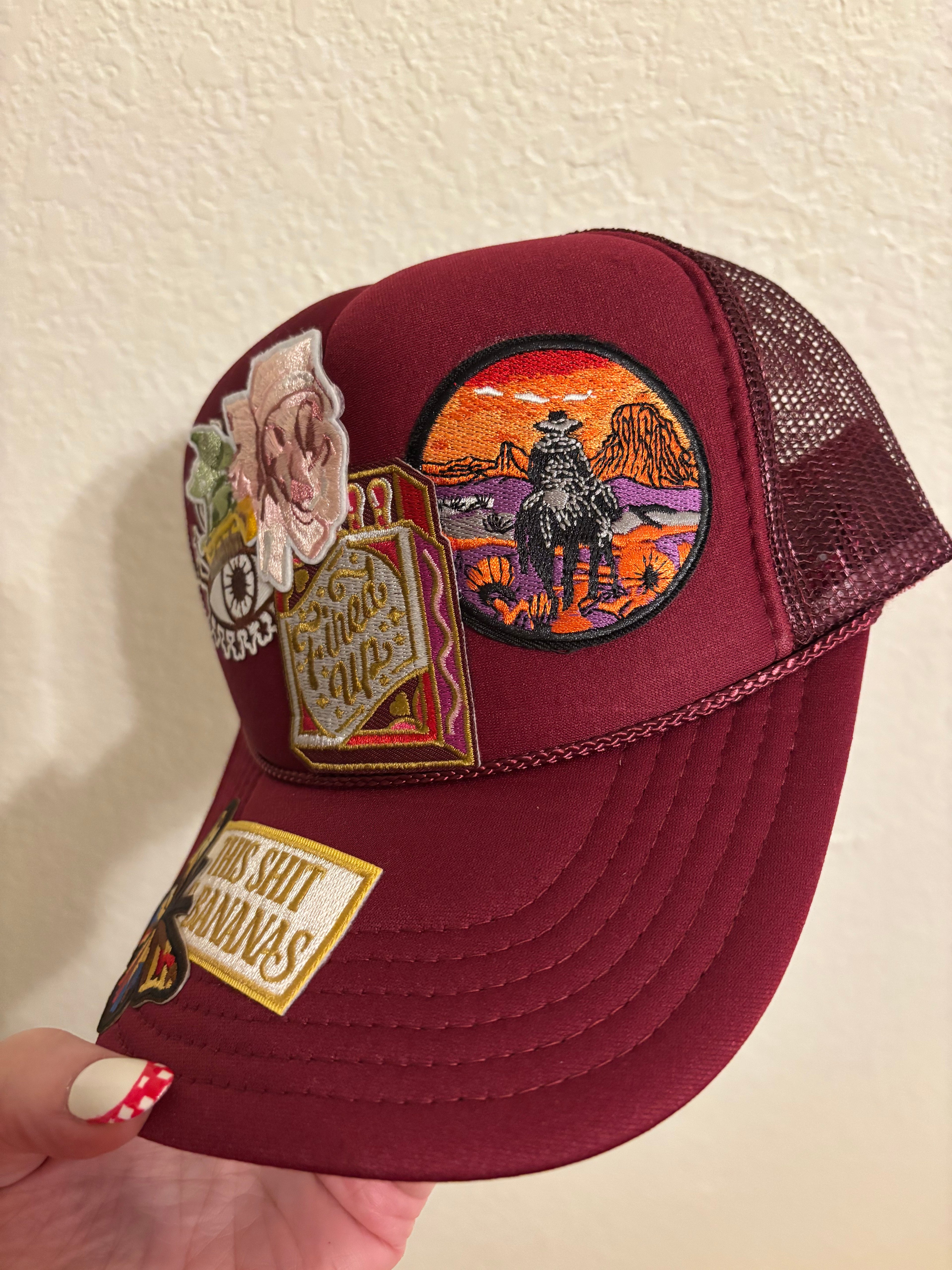 Dark Cherry Hat with Gorgeous Sunset