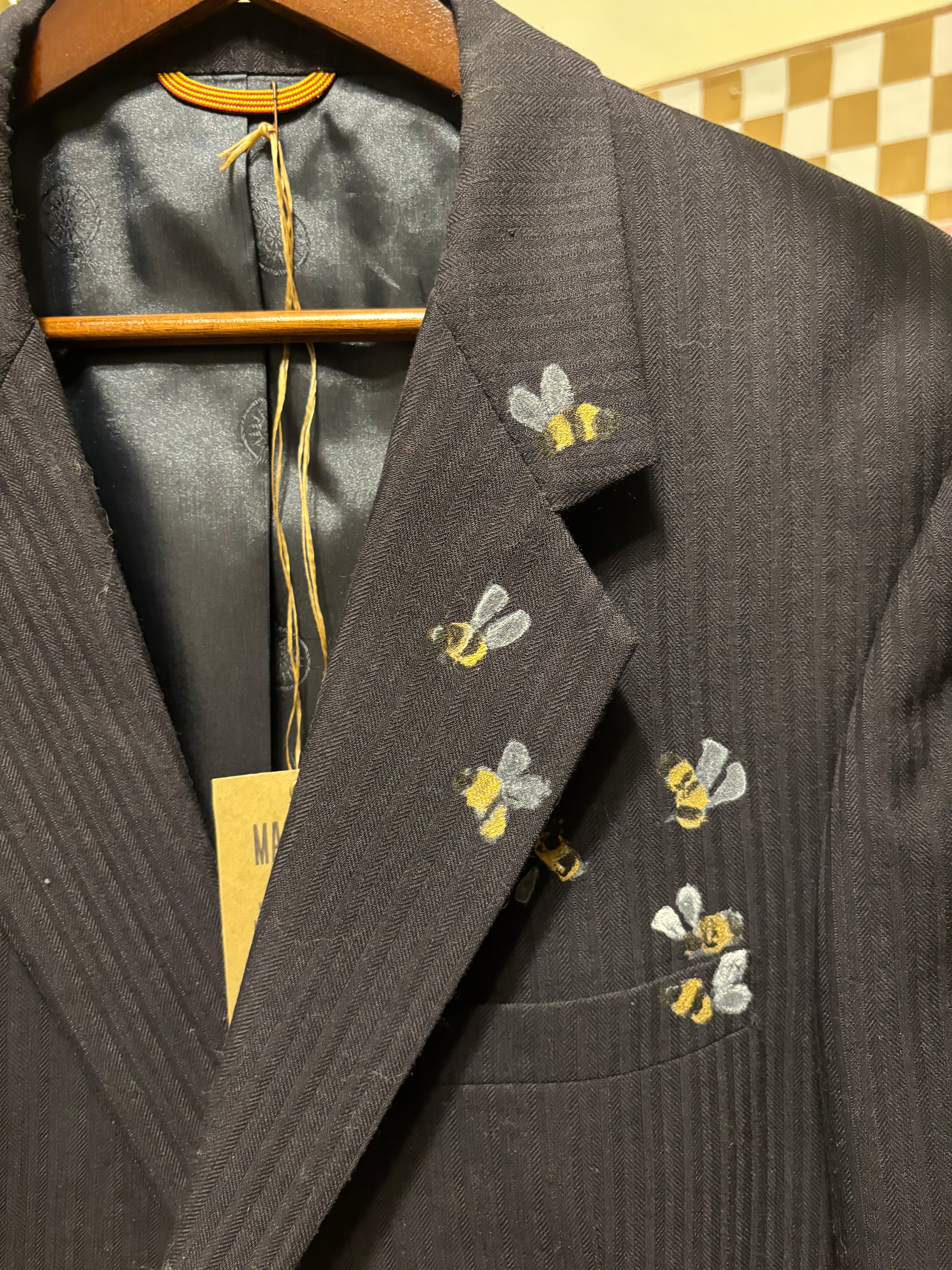 Nicki Blazer with Hamsa and Loving Bee- redesigned and upcycled