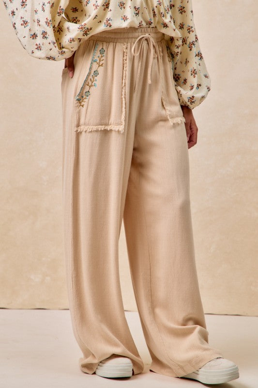 Floral Embroidered Pants