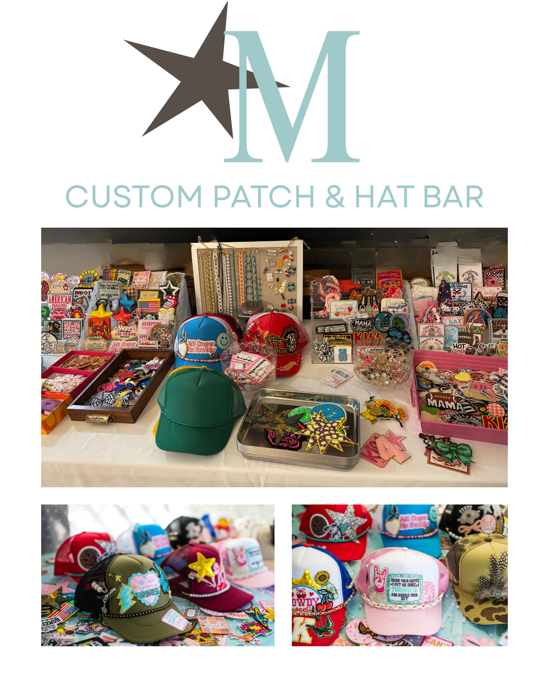 BOOK A CUSTOM HAT BAR- deposit only. Request a quote with form below.