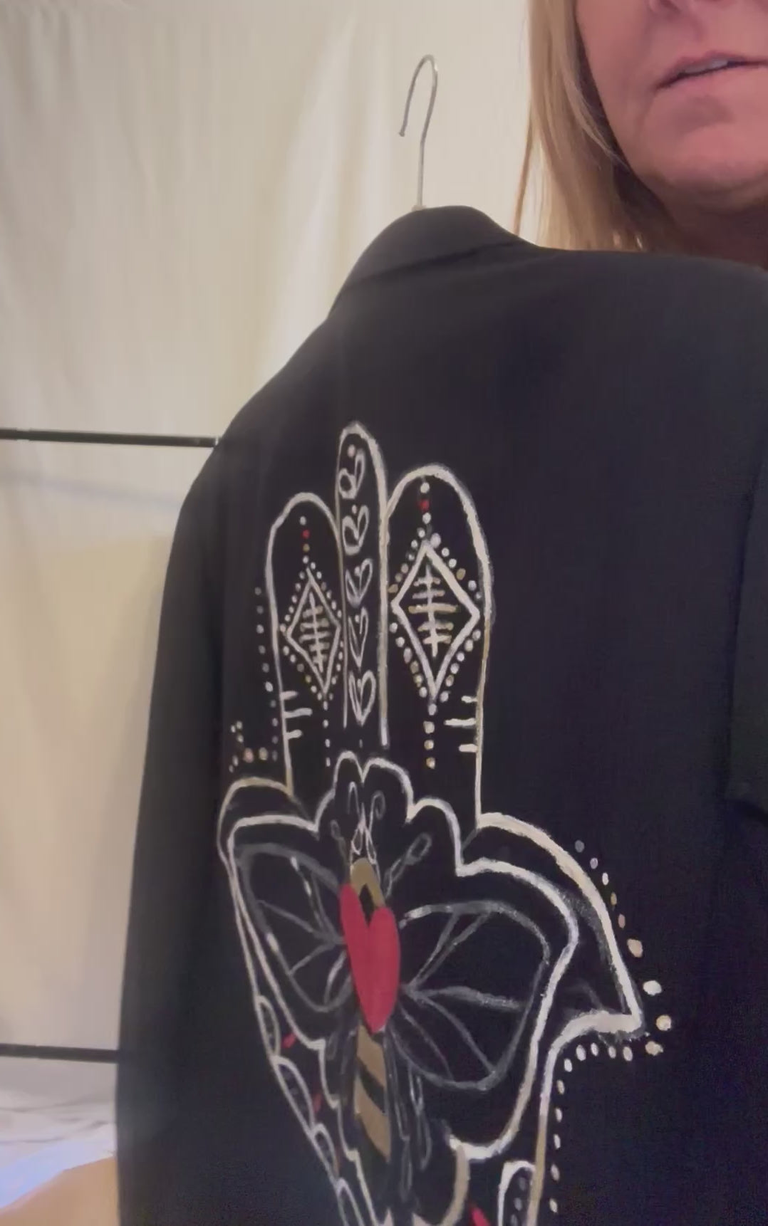 Nicki Blazer with Hamsa and Loving Bee- redesigned and upcycled